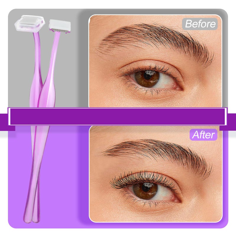 Larrel 12 PCS Small Eyebrow Razors, Mini Face Shavers Facial Hair Removal Eye Brow Razors Microblades Eyebrow Shaper Beauty Tools Accessories for Women Men Use (Purple) - Image 3